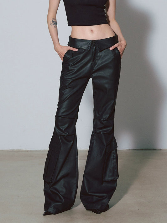 DUSKLIT night black, wax-brushed imitation leather-coated jeans