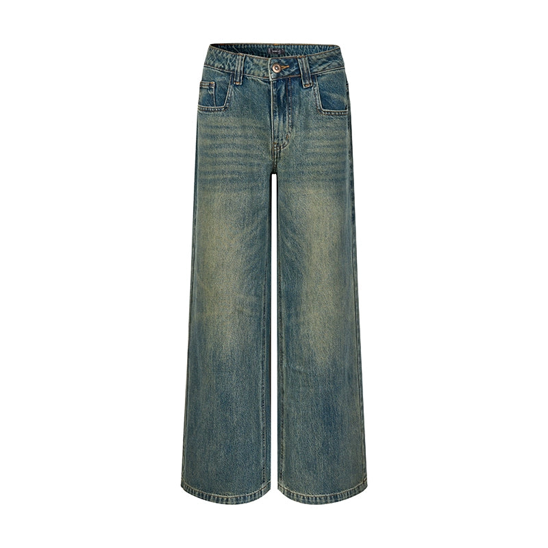 DUSKLIT retro blue, low-rise denim wide-leg pants