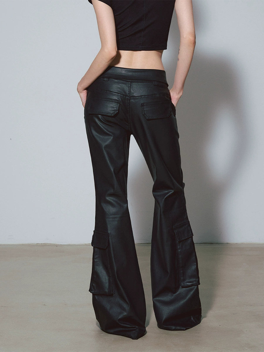 DUSKLIT night black, wax-brushed imitation leather-coated jeans