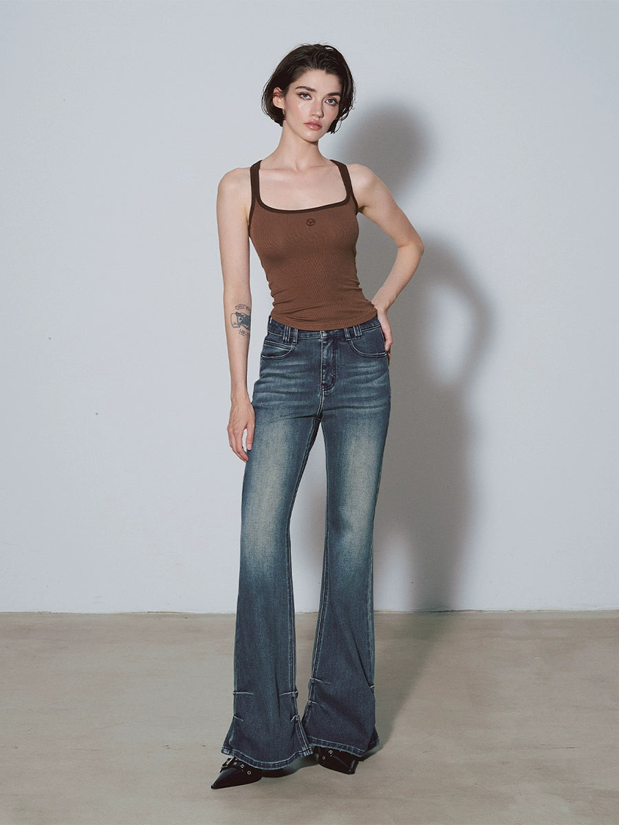 DUSKLIT Chenji blue, high-waisted pinch-pleated jeans