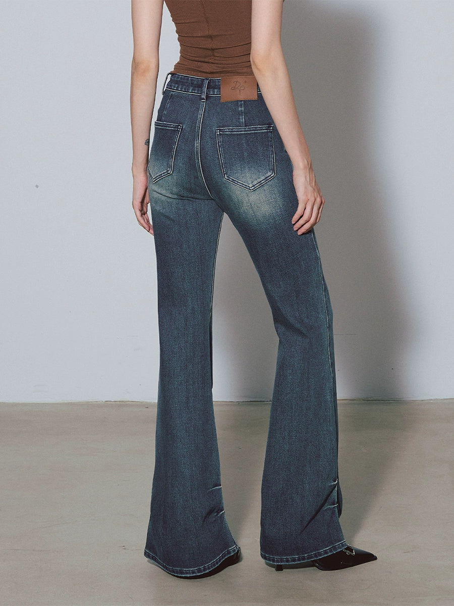 DUSKLIT Chenji blue, high-waisted pinch-pleated jeans